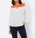 Designer-Bluse mit Cut-out-Detail ecru-mandarine