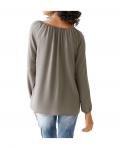 Designer-Bluse mit Häkelspitze taupe