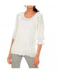 Designer-Bluse mit Stickerei ecru