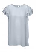 Designer-Bluse mit Volants grau