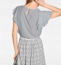 Designer-Bluse mit Volants grau