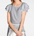 Designer-Bluse mit Volants grau