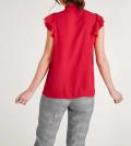 Designer-Bluse mit Volants rot