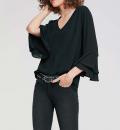 Designer-Bluse mit Volants schwarz