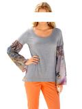 Designer-Blusenshirt grau-bunt