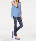 Designer-Blusentop jeansblau