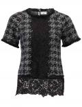 Designer-Bouclé-Bluse schwarz-ecru