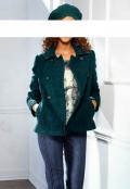 Designer-Bouclé-Jacke petrol