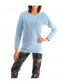 Designer-Bouclé-Pullover blau