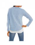 Designer-Bouclé-Pullover blau