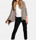 Designer-Cardigan mit Webpelzkragen taupe