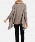 Designer-Cardigan mit Webpelzkragen taupe