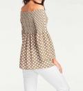 Designer-Carmenbluse taupe-ecru