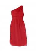 Designer-Chiffon-One-Shoulderkleid rot