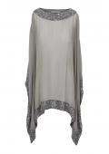 Designer-Chiffon-Poncho mit Perlen grau