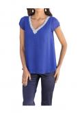 Designer-Chiffonbluse mit Strass royalblau