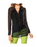 Designer-Chiffonbluse schwarz