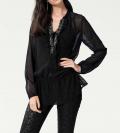 Designer-Chiffonbluse schwarz