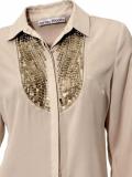 Designer-Chiffonbluse taupe