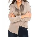 Designer-Chiffonbluse taupe