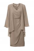 Designer-Cocktailkleid+Bluse taupe