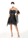 Designer-Cocktailkleid mit Schal schwarz