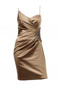 Designer-Cocktailkleid mit Strass goldbraun