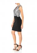 Designer-Cocktailkleid schwarz-silber