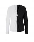 Designer-Color-Blockingshirt ecru-schwarz