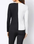 Designer-Color-Blockingshirt ecru-schwarz