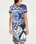 Designer-Druckkleid blau-bunt