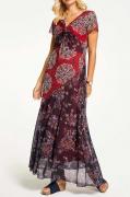 Designer-Druckkleid rot-bunt