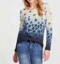 Designer-Druckpullover mitFarbverlauf blau