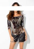 Designer-Druckshirt mit Strass anthrazit