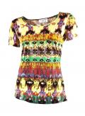 Designer-Druckshirt mit Strass bunt Gr. 34