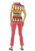 Designer-Druckshirt mit Strass bunt Gr. 34