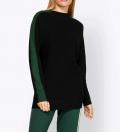 Designer-Feinstrick-Pullover schwarz-moos