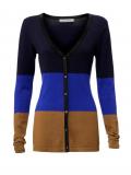 Designer-Feinstrickjacke blau-cognac