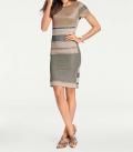 Designer-Feinstrickkleid taupe-goldfarben