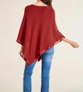 Designer-Feinstrickponcho mit Pailletten kastanie