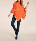 Designer-Feinstrickponcho mit Pailletten orange