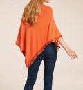 Designer-Feinstrickponcho mit Pailletten orange