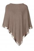 Designer-Feinstrickponcho mit Pailletten taupe