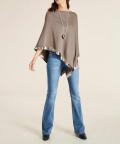 Designer-Feinstrickponcho mit Pailletten taupe