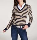 Designer-Feinstrickpullover marine-camel