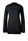 Designer-Feinstrickpullover mit Cut-Outs schwarz