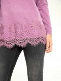 Designer-Feinstrickpullover mit Spitze orchidee