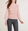 Designer-Feinstrickpullover mit Spitze rosa