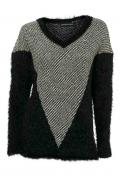 Designer-Flauschpullover schwarz-silber