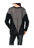 Designer-Flauschpullover schwarz-silber